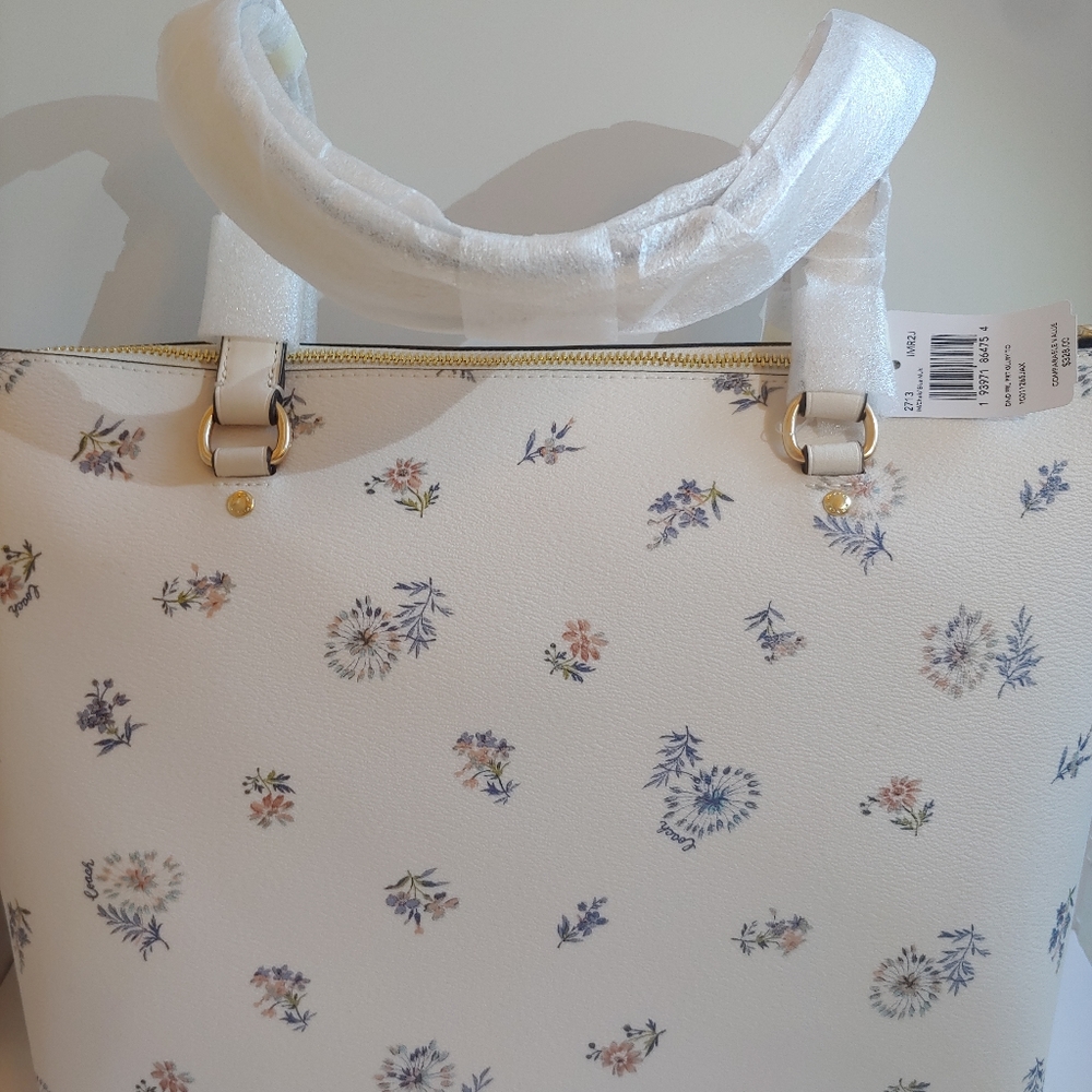 Coach Dandelion Floral Print Gallery Tote Im/Chalk - Picture 7 of 9